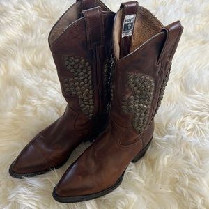 Pair of Studded Frye Cowboy Boots